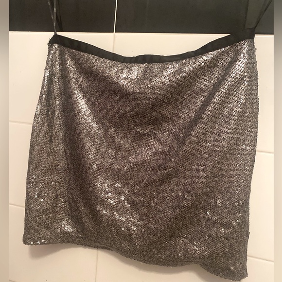 BEDO Femme Asymmetric Skirt Women Large Black & Silver sequined Zip Up Lined - Picture 2 of 4